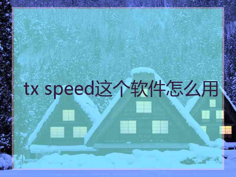 tx speed这个软件怎么用